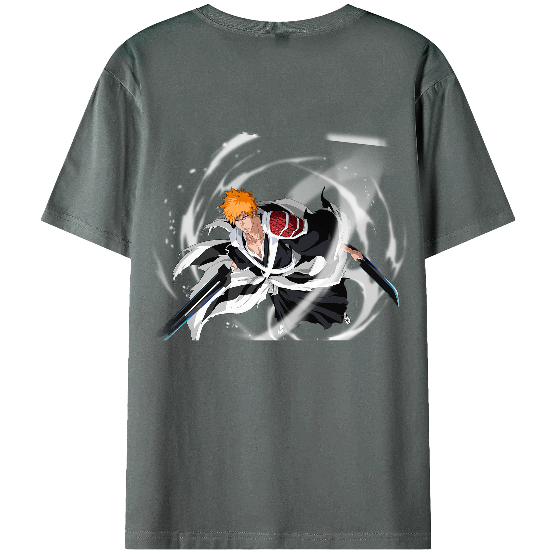 （画像用） ブリーチ 黒崎一護（くろさき いちご）BLEACH Kurosaki Ichigo 綿100％ メンズ半袖Tシャツ（バックプリント） 通気性